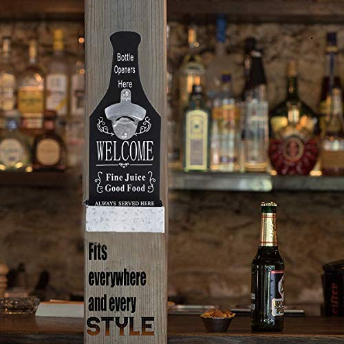 ZONSUSE Cerveza Soda Abrebotellas Vintage Montado de Pared Botellas,Sacacorchos,Abrelatas Colgante y Tenedor de la Tapa,Ideal Para Bares,Fiestas,Accesorios,Cocina Casera,Excelente Mejor Regalo (Negro)