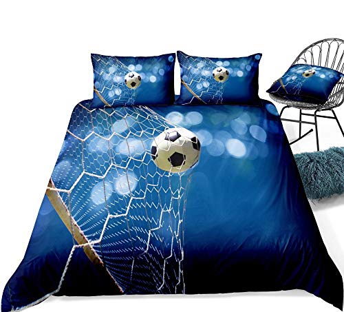 zpangg Juego de Funda nórdica de balón de fútbol 3D Balón de fútbol en patrón de GOL Ropa de Cama Niños Niños Adolescentes Funda de edredón Deportivo Fútbol King