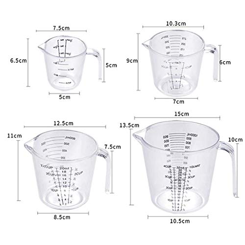 ZXL Taza medidora, Escala plástica, Cocina casera de plástico, horneado Utilizado para Ingredientes líquidos Secos (tamaño: 600 ml)