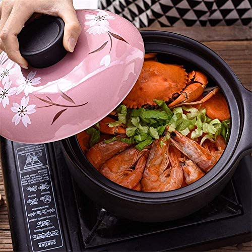 ZXYY Olla de cazuela de Arcilla Olla de estofado Cazuela de cerámica Olla de Arcilla para cocinar - Ahorro de Tiempo Ahorro de energía y Duradera y fácil de Limpiar - Capacidad 1.6L_Pink