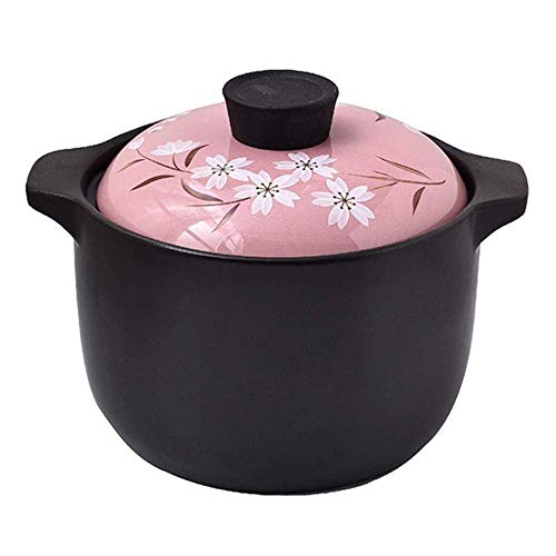 ZXYY Olla de cazuela de Arcilla Olla de estofado Cazuela de cerámica Olla de Arcilla para cocinar - Ahorro de Tiempo Ahorro de energía y Duradera y fácil de Limpiar - Capacidad 1.6L_Pink