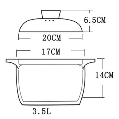 ZXYY Olla para cazuela de Arcilla Olla para cocinar de Arcilla Olla para estofado Cazuela de cerámica - Almacenamiento térmico Sartén Duradera Fácil de Limpiar - Capacidad3.5L_A